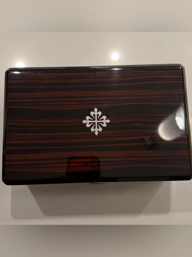 Patek Philippe Dark Brown Wood Grain Watch Box With Silver Emblem in silver|gray|brown|red from Poshmark