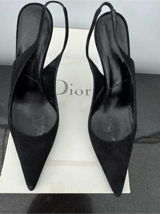 Dior Suede Pointed-Toe Slingback Mules in black Suede from Poshmark
