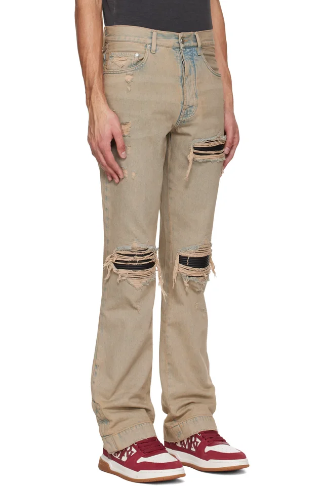 AMIRI Beige MX1 Straight Flare Jeans, photo 2 of 4 from SSENSE