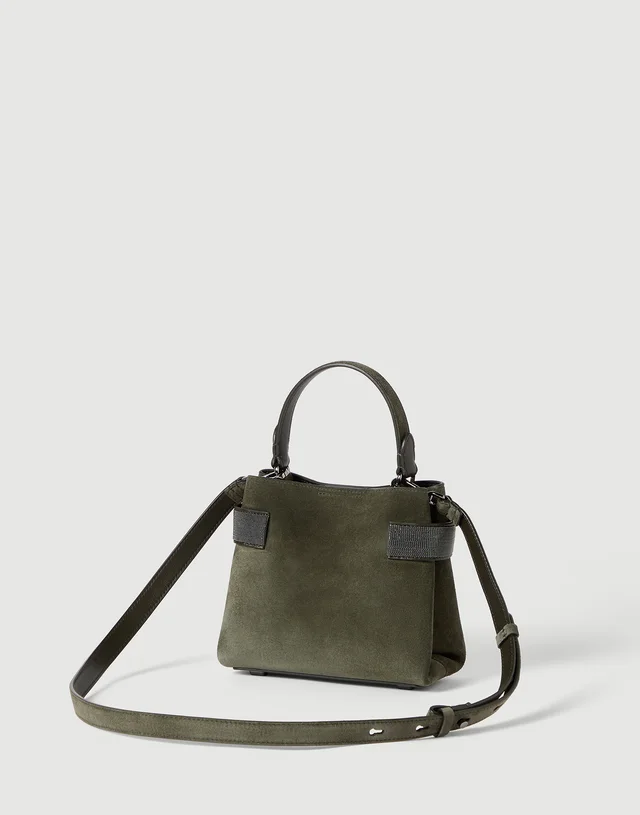 Brunello Cucinelli Essence small top-handle bag in suede with precious bands, photo 2 of 5 from SENSER