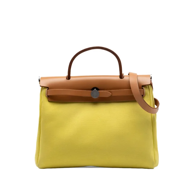 Yellow Hermès Toile Herbag Zip 31 Satchel in Yellow Canvas from Designer Revival