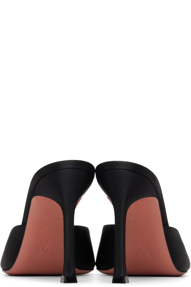 Amina Muaddi Black Alexa Slipper 95 Heeled Sandals, photo 2 of 5 from SSENSE