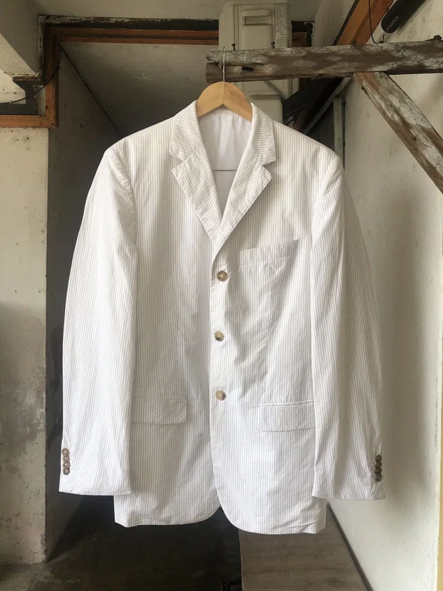 Jil Sander Vintage Marisa S Stripe Single Breasted Blazer in white from Grailed