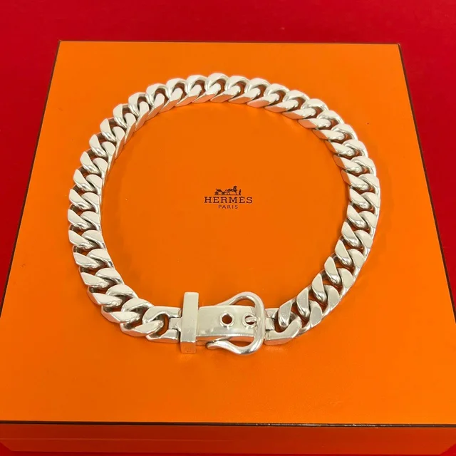 Hermès Boucles Sellier GM Necklace 925 Sterling Silver in Silver from The Reluxe