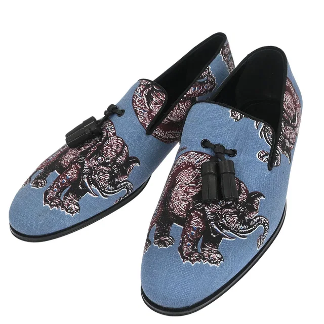 Louis Vuitton Blue Loafers Shoes #5L in Blue Canvas from AMORE Vintage Tokyo