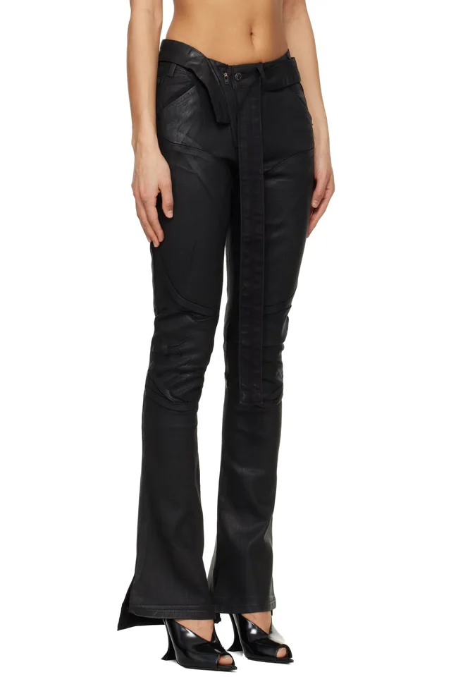 Ottolinger Black Glazed Mulitline Jeans, photo 2 of 4 from SSENSE