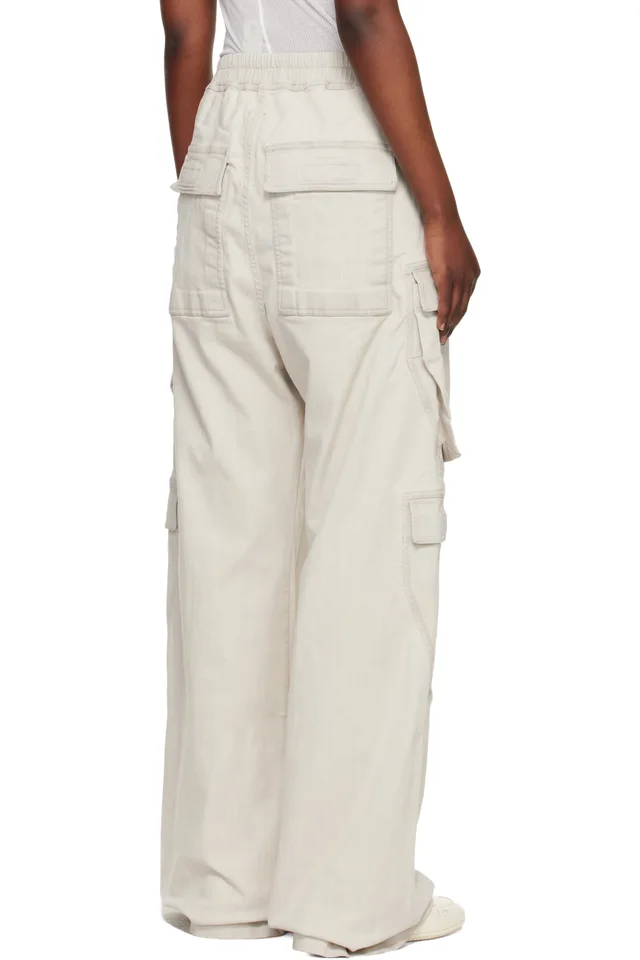 Rick Owens DRKSHDW Off-White Temple Double Jumbo Belas Denim Cargo Pants, photo 3 of 4 from SSENSE