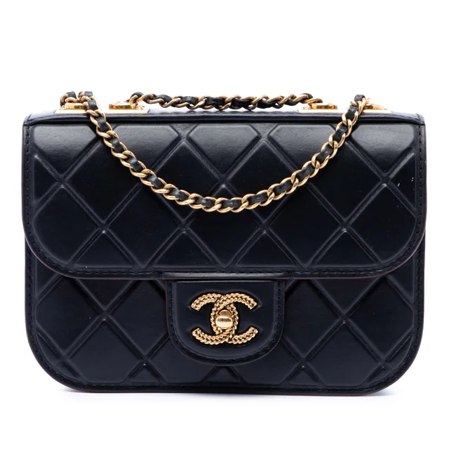 Black Chanel CC Embossed Quilt Calfskin Single Flap Crossbody Bag in Black Calfskin from Designer Revival