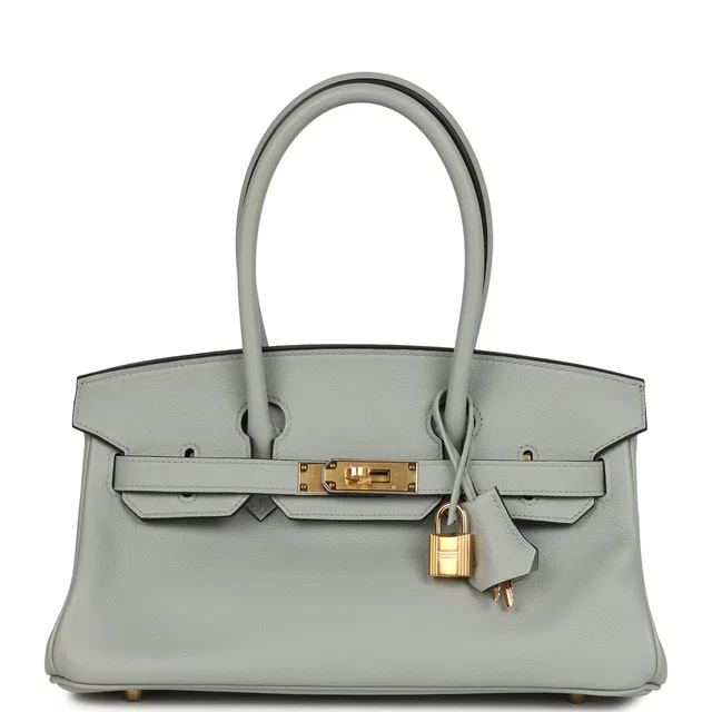 Hermès Shoulder Birkin Light 29 Bleu Glacier Evercolor Gold Hardware in Blue Goatskin from Madison Avenue Couture