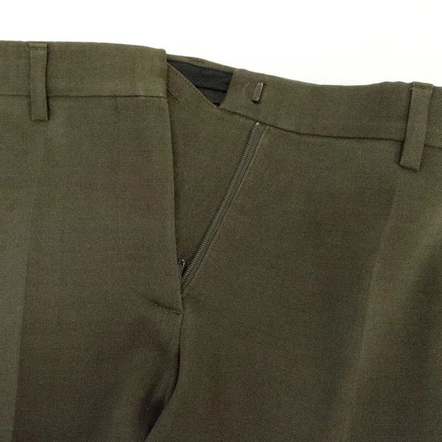 Burberry Olive Green Wool and Silk Blend Trousers in Green Silk from HEWI