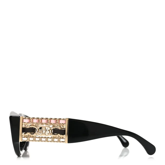 Chanel Acetate Calfskin Chain CC Sunglasses 5536-Q-A Black in Black Calfskin from FASHIONPHILE, photo 4 of 7