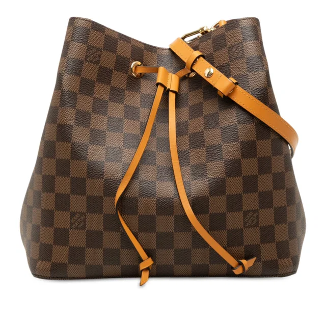 Brown Louis Vuitton Damier Ebene Neonoe MM Bucket Bag in Brown Canvas from Designer Revival