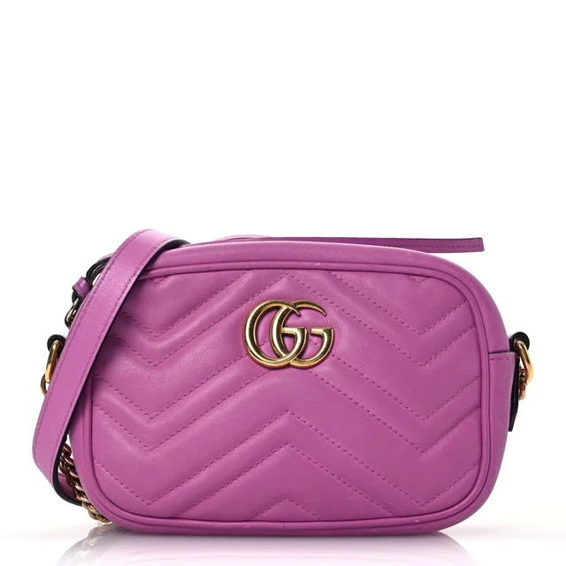 Gucci Mini GG Marmont Matelasse Calfskin Chain Shoulder Bag - Porcelain Rose in Pink Calfskin from H&T