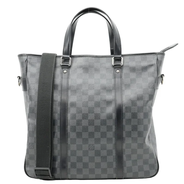 Louis Vuitton Tadao Damier Graphite Shoulder Bag Black in Black Canvas from Dallas Designer Handbags