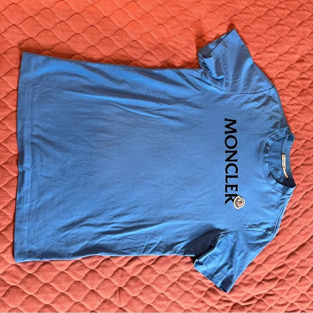 Moncler Velvet Logo T-Shirt in blue Velvet from Poshmark