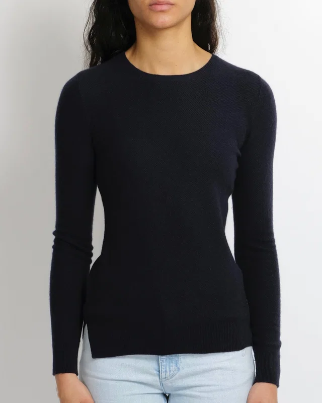 Loro Piana Navy Baby Cashmere Jumper with Silver Logo Detail Size IT 38 (UK 6) in Navy Cashmere from Sellier