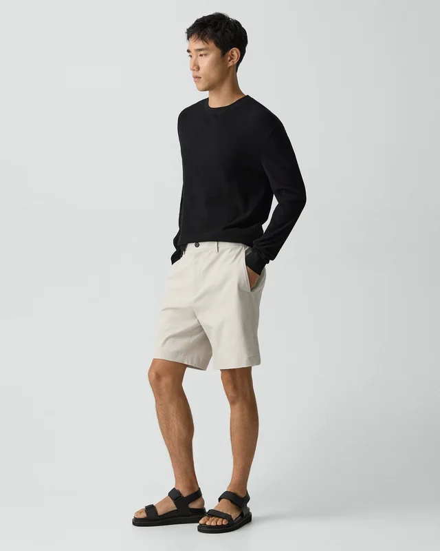 Theory Standard Chino Short in Moonsoft Cotton in SILVER CLOUD 97% Cotton, 3% Spandex, photo 2 of 12 from Theory