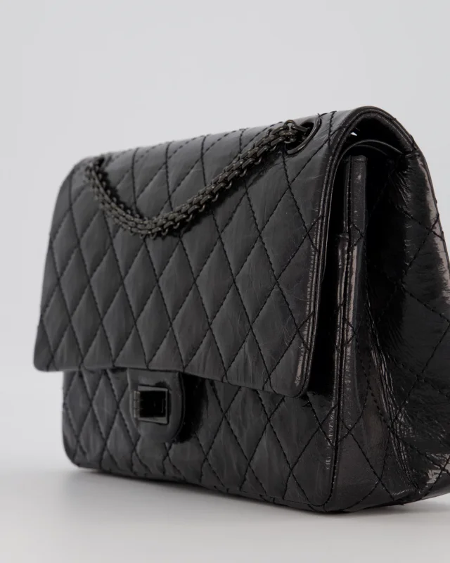 Chanel Black Reissue 226 Medium Double Flap Bag in Patent Leather with So Black Hardware in Black Patent leather from Sellier, photo 11 of 19