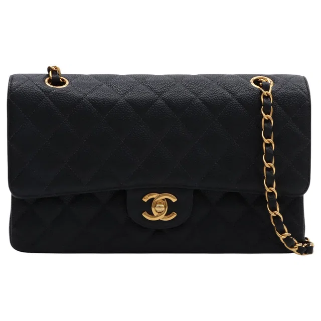 Chanel Caviar Skin Classic Flap Chain Bag 25cm Black, Circa 2000 in Black Caviar leather from VINTAGE QOO TOKYO