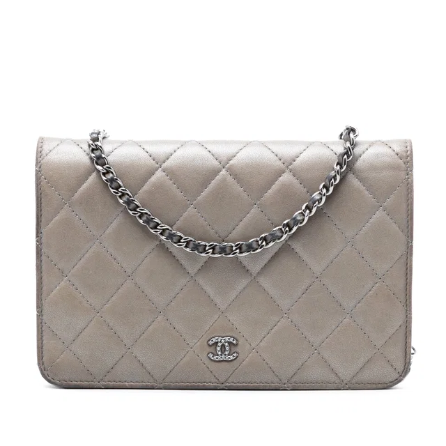 Brown Chanel CC Quilted Lambskin Full Flap Wallet on Chain Crossbody Bag in Brown Lambskin from Designer Revival