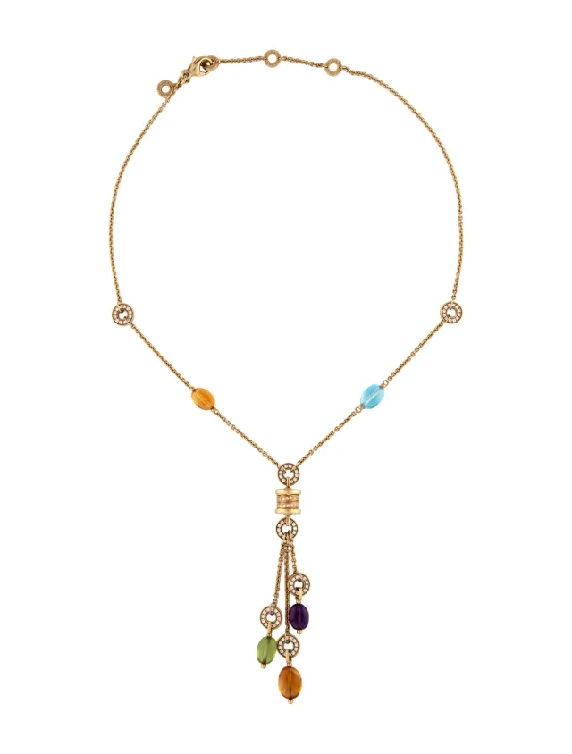 Bvlgari 18K Multistone B.zero1 Lavalier Necklace, 18" in multicolor from The RealReal