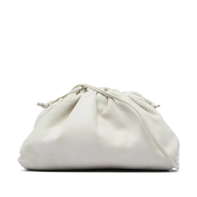White Bottega Veneta Lambskin The Mini Pouch Crossbody in White Lambskin from Designer Revival