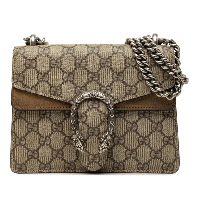 Beige Gucci Small GG Supreme Dionysus Crossbody in Beige Suede from Designer Revival