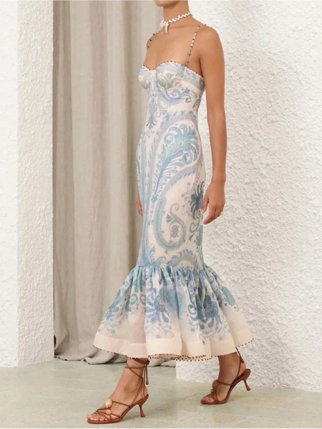 Zimmermann Illuminate Paisley Mermaid Dress - Blue & Cream in blue from Poshmark