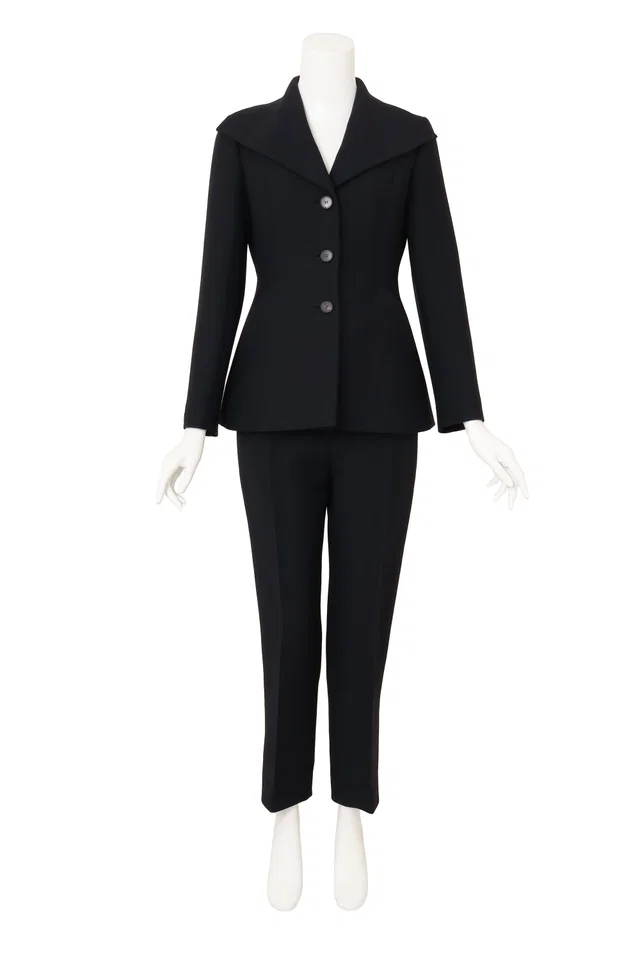 Dior Exaggerated Bar Jacket & Pant Suit Set in Silk from Recess LA