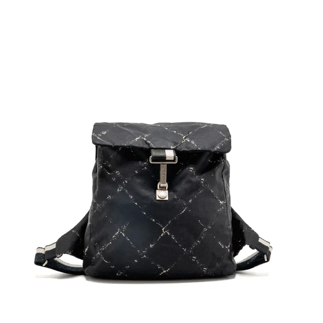 Chanel vintage old travel line backpack nylon black SHW in Black Nylon from EMIER