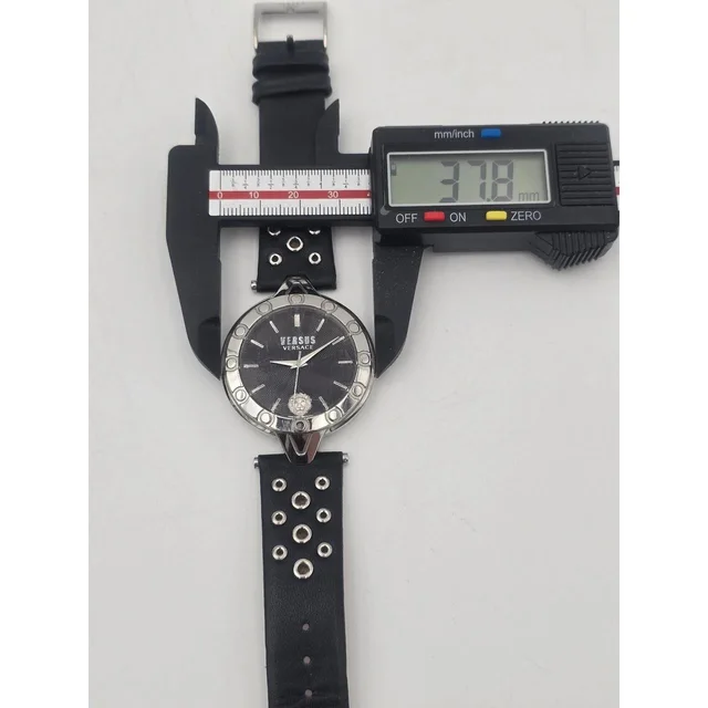 Versace Women's Analogue Watch - Black/Silver in gray|black|silver from Depop, photo 9 of 9