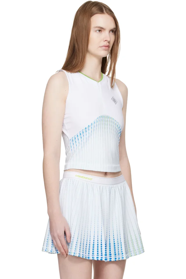Casablanca White Tennis Printed Racer Top, photo 2 of 4 from SSENSE