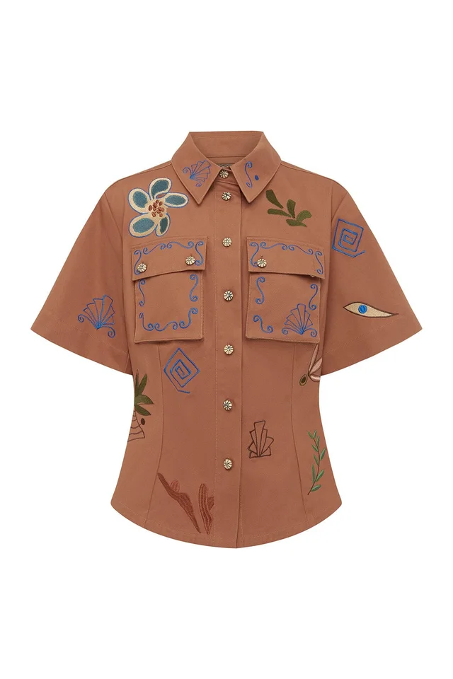 2504 - RESORT 26 DUSTY EMBROIDERED FITTED SHIRT from Alemais, photo 1 of 1