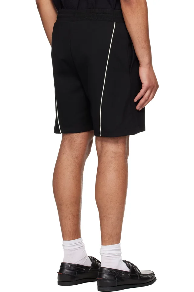 Hugo Black Embroidered Artwork Cotton-Blend Shorts, photo 3 of 4 from SSENSE