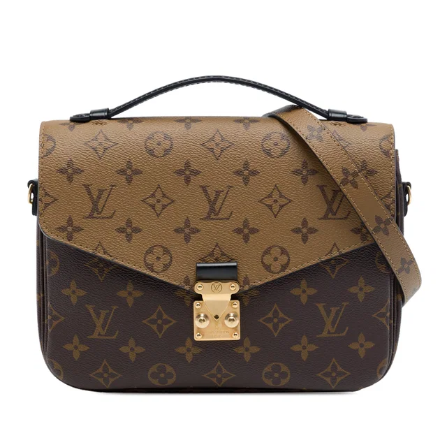 Brown Louis Vuitton Monogram Reverse Pochette Metis Satchel in Brown Coated canvas from Designer Revival