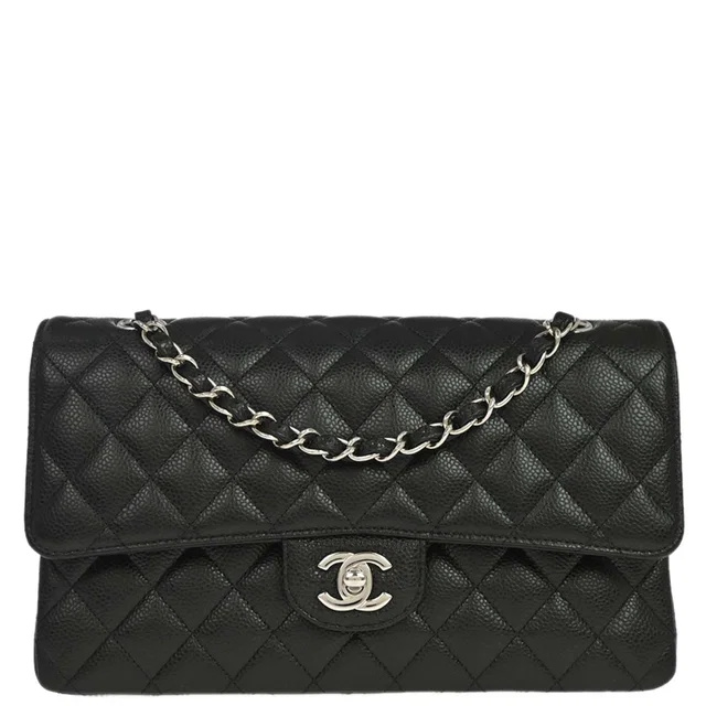 Chanel 2019 Black Caviar Skin Medium Classic Double Flap Shoulder Bag in Black Caviar leather from AMORE Vintage Tokyo