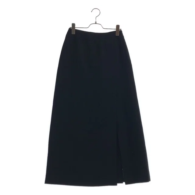 Chanel CC Logo Button Long Skirt Black 38 in Black Wool from The Reluxe