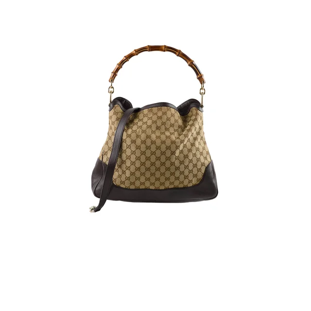 Gucci GG Canvas Bamboo Shoulder Bag Brown in Brown Canvas from The Purse Affair