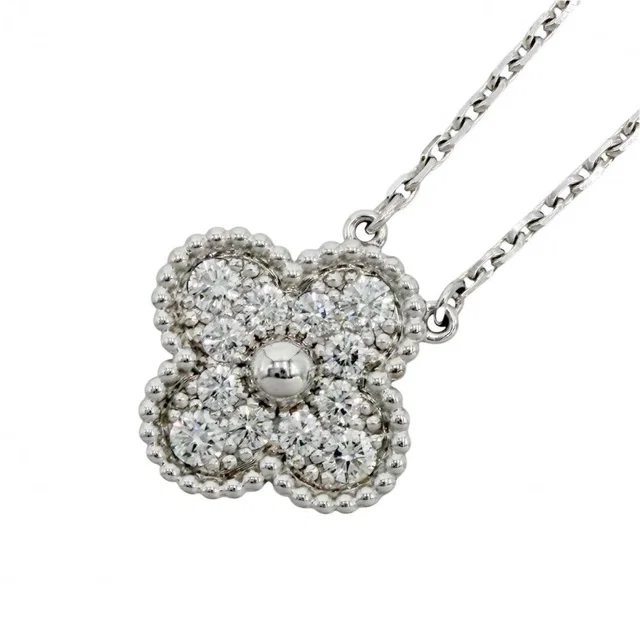 Van Cleef & Arpels For Necklace Vintage Alhambra Star White Gold Diamond 12 in White from The Reluxe