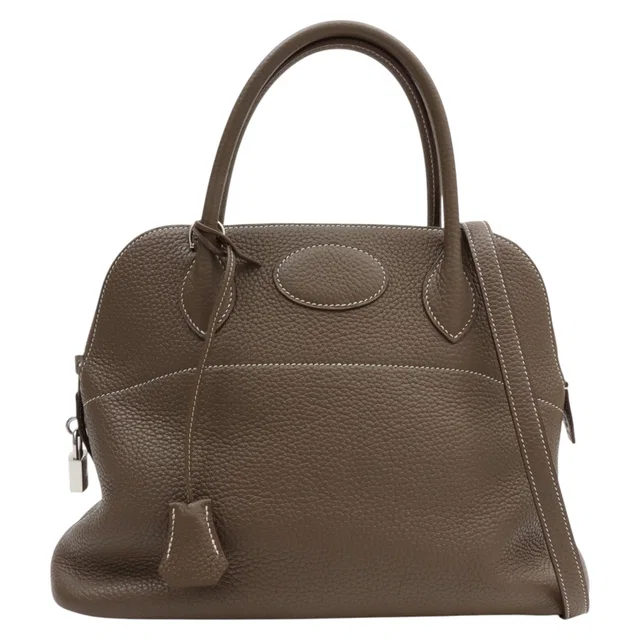 Hermès 2016 Bolide 31 Etoupe in Taupe Clemence leather from VINTAGE QOO TOKYO