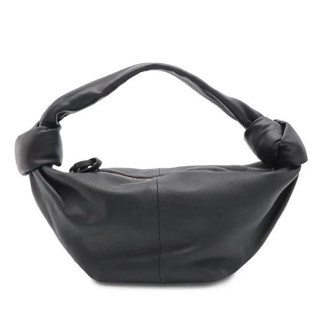 Bottega Veneta Double Knot Handbag Leather Black Gold in Black Leather from The Reluxe