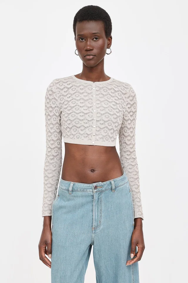 Alaïa Knit Cropped Cardigan in Silk from VSP Consignment