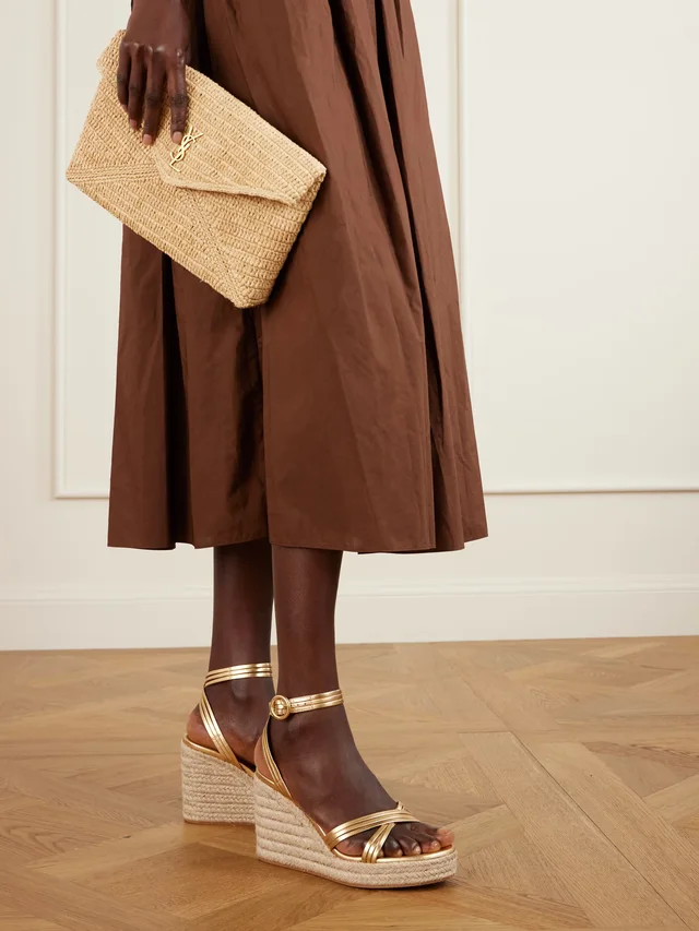 GIANVITO ROSSI Metallic leather espadrille wedge sandals in Metallic, photo 2 of 2 from NET-A-PORTER (Canada)