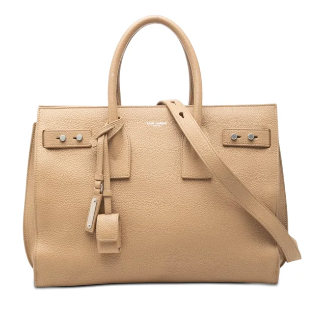 Brown Saint Laurent Small Grained Calfskin Supple Sac De Jour Satchel in Brown Caviar leather from Designer Revival, photo 1 of 1