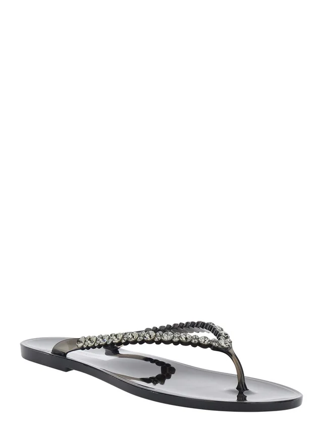 MENGHI 'BERTA' Black Sandals with Flip-Flop Design and Bead Details in PVC Women in Black, photo 4 of 8 from Gaudenzi Boutique