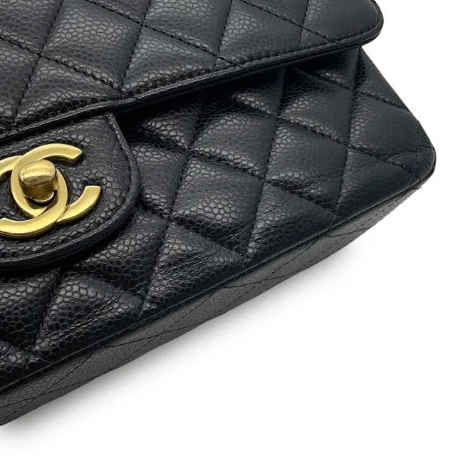 Chanel Matelasse W Flap ChainShoulder Bag BlackA01112 Caviar Leather Size 25 in Caviar leather from GALLERY RARE, photo 10 of 16