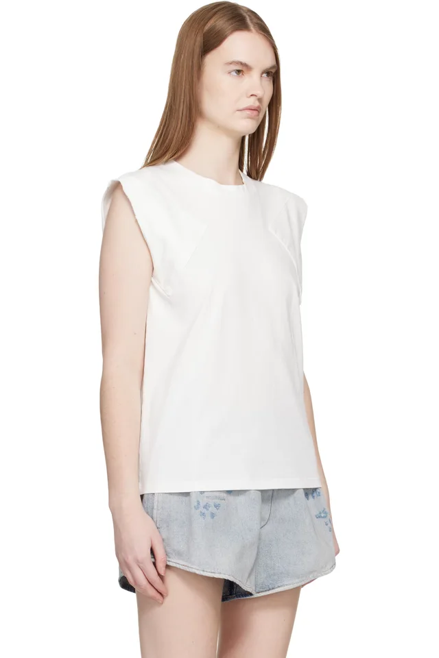 MM6 Maison Margiela Off-White Tank Top, photo 2 of 4 from SSENSE