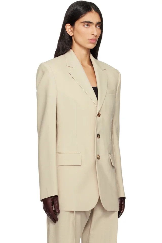 WARDROBE.NYC Beige Light Longline Blazer, photo 2 of 4 from SSENSE