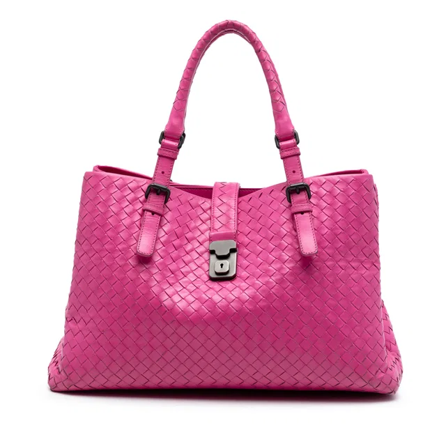 Pink Bottega Veneta Medium Nappa Intrecciato Roma Tote in Pink Nappa leather from Designer Revival