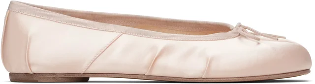Maison Margiela Pink Tabi Satin Ballerina Flats, photo 5 of 8 from SSENSE